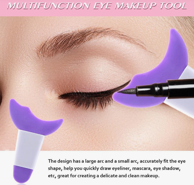 Guía de Maquillaje para Ojos 3 en 1. Plantilla para Delineado y Sombras.