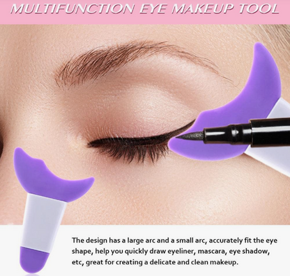Guía de Maquillaje para Ojos 3 en 1. Plantilla para Delineado y Sombras.